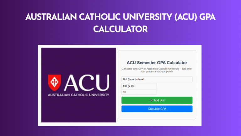 Australian Catholic University GPA Calculator