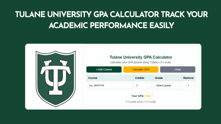 Tulane University GPA Calculator