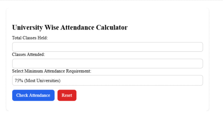 Attendance Percentage Calculator
